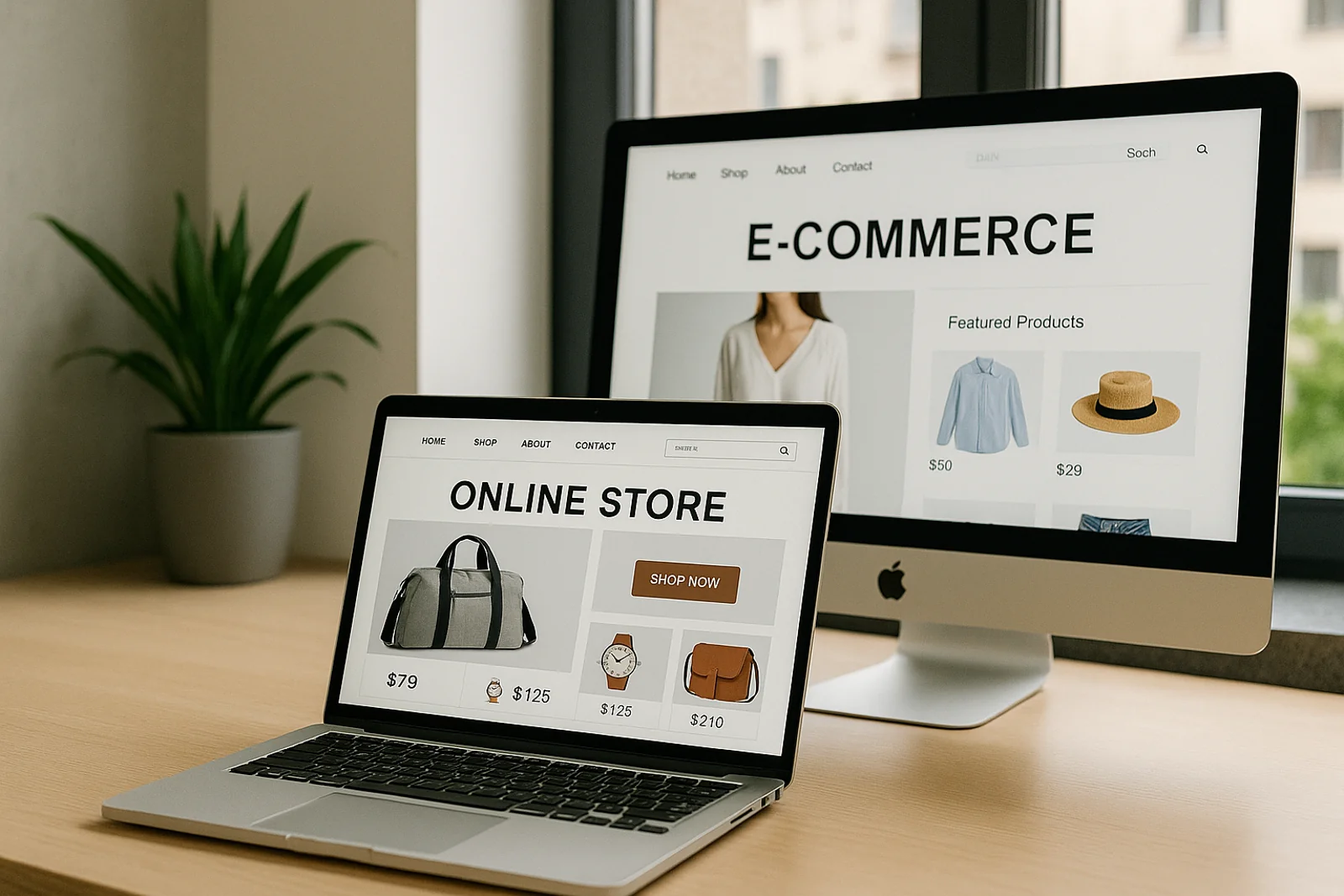 Mockup presentazione progetto web ed ecommerce