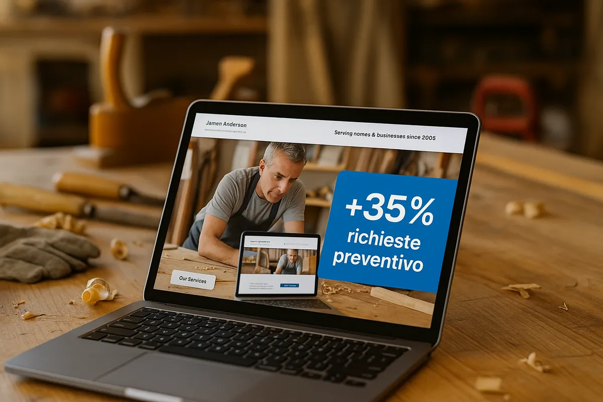 Sito vetrina per artigiano, +35% richieste preventivo